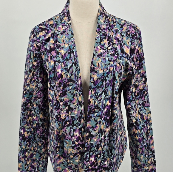 Mossimo Watercolor Design Lined Open Front Women's Blazer Sz L - Picture 2 of 7